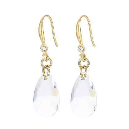 Fashion Solid Color Stainless Steel Satellite Stone Shell Plating Inlay Rhinestones Drop Earrings 1 Pair