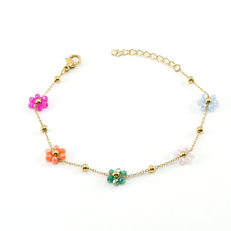 Wholesale Lady Flower Stainless Steel Titanium Steel Plating Bracelets Necklace