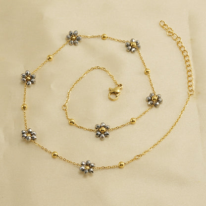 Wholesale Lady Flower Stainless Steel Titanium Steel Plating Bracelets Necklace