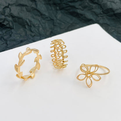 10 Pieces Simple Style Flower Alloy Hollow Out Women's Rings