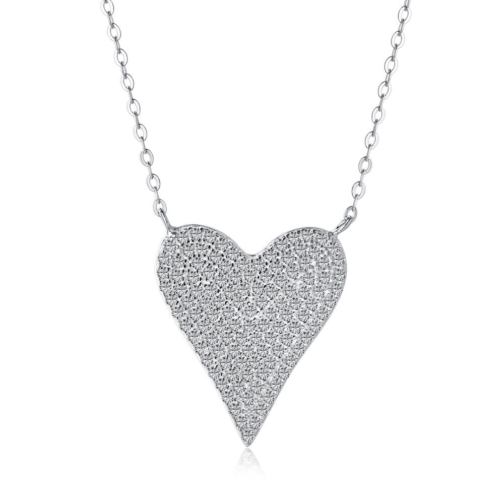 Fashion Heart Shape Silver Plating Inlay Zircon Necklace 1 Piece