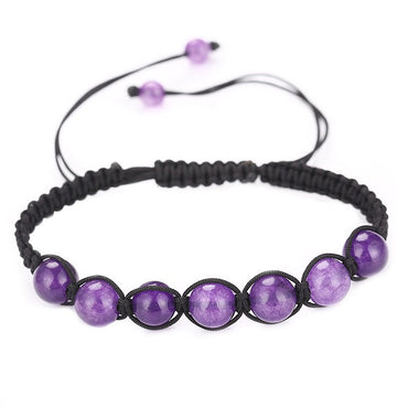 Simple Style Round Natural Stone Beaded Knitting Bracelets 1 Piece