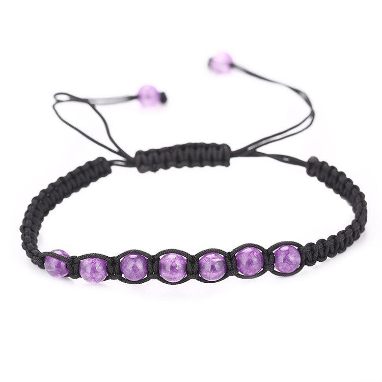 Simple Style Round Natural Stone Beaded Knitting Bracelets 1 Piece