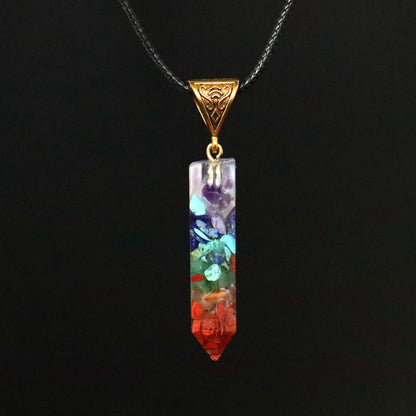 Ethnic Style Hexagonal Prism Synthetic Resin Natural Stone Necklace 1 Piece