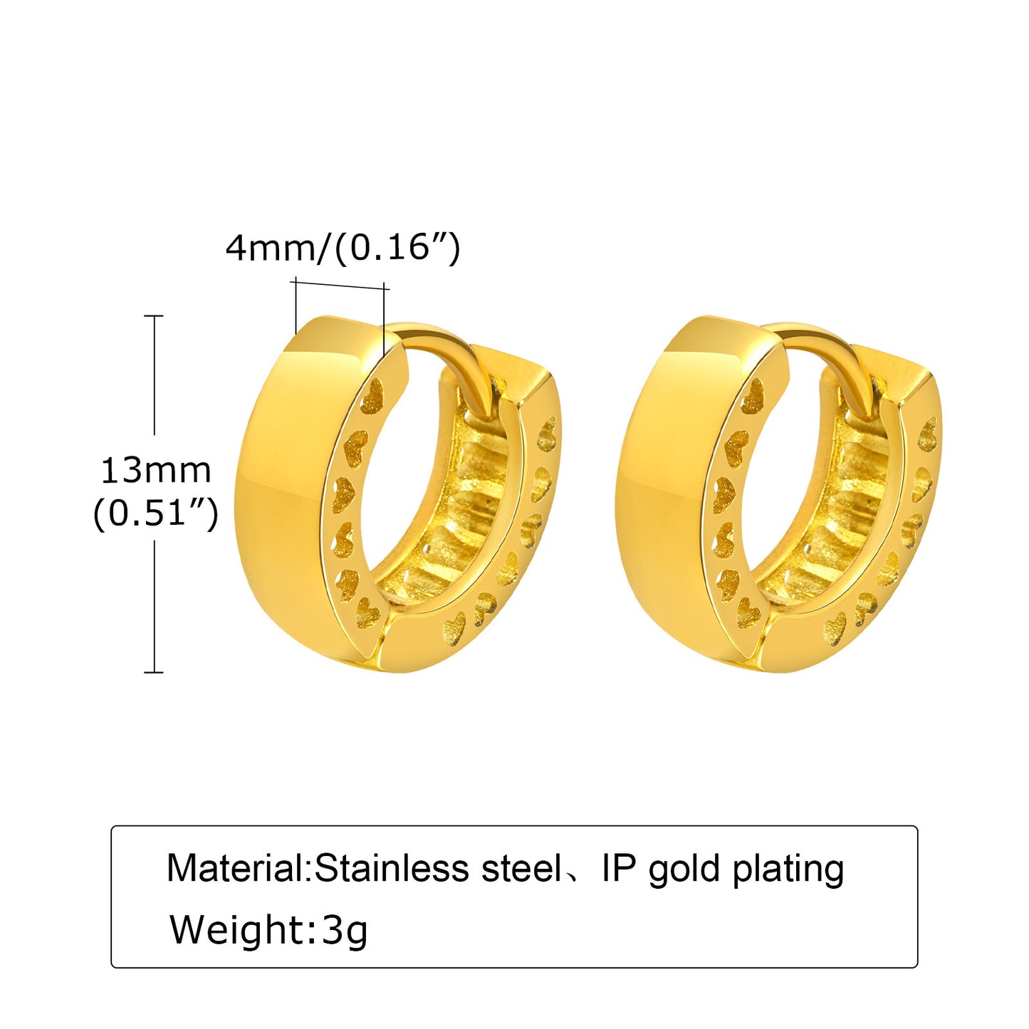 1 Pair Streetwear Solid Color Plating Inlay Stainless Steel Zircon Hoop Earrings