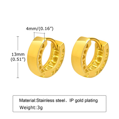 1 Pair Streetwear Solid Color Plating Inlay Stainless Steel Zircon Hoop Earrings