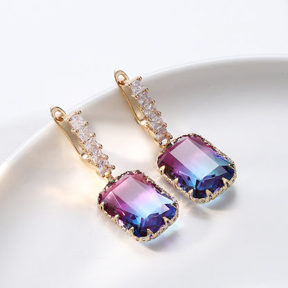 Fashion Geometric Copper Plating Hollow Out Artificial Crystal Earrings 1 Pair