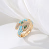 Retro Snake Copper Enamel Zircon Rings 1 Piece