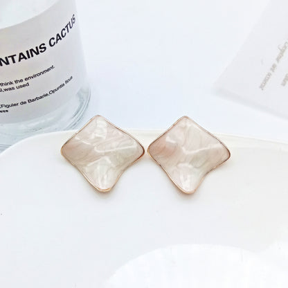 1 Pair Simple Style Round Square Heart Shape Alloy Enamel Stoving Varnish Valentine's Day Women's Ear Studs