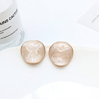 1 Pair Simple Style Round Square Heart Shape Alloy Enamel Stoving Varnish Valentine's Day Women's Ear Studs