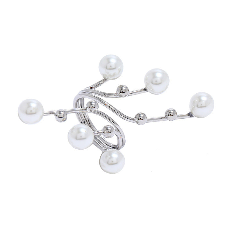 1 Piece Retro Geometric Alloy Plating Artificial Pearls Women's Open Ring