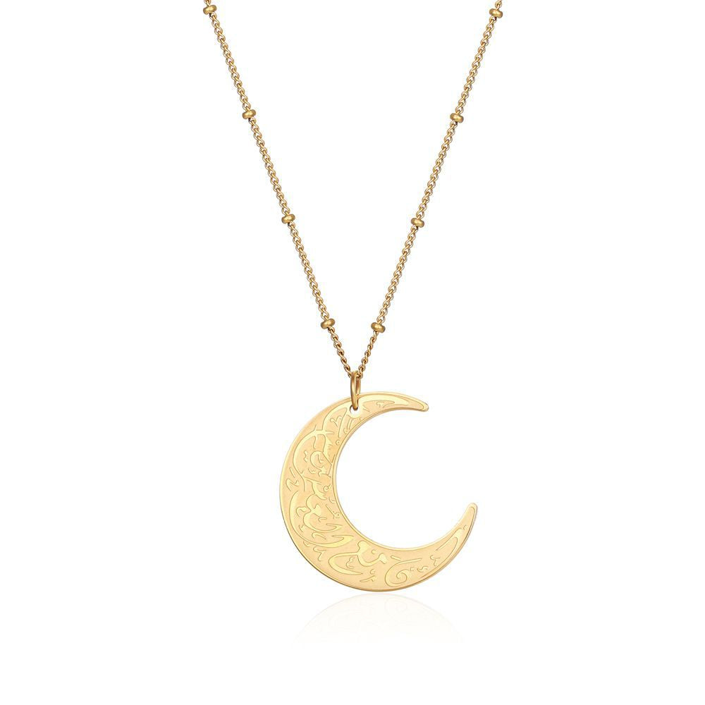 Simple Style Moon Titanium Steel Plating Pendant Necklace 1 Piece