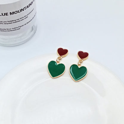 1 Pair Fashion Heart Shape Alloy Enamel Valentine's Day Women's Drop Earrings