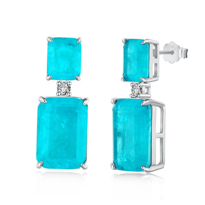 Elegant Square Water Droplets Heart Shape Sterling Silver Inlay Zircon Women's Rings Earrings Necklace