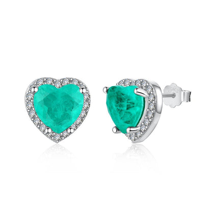 Elegant Square Water Droplets Heart Shape Sterling Silver Inlay Zircon Women's Rings Earrings Necklace