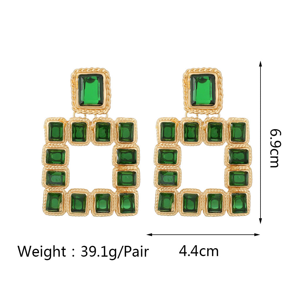 1 Pair Fashion Flower Metal Plating Inlay Artificial Gemstones Women's Drop Earrings