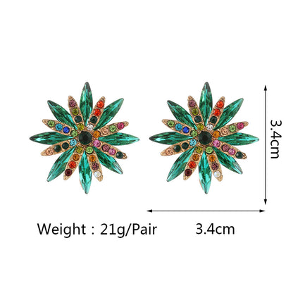 1 Pair Fashion Flower Metal Plating Inlay Artificial Gemstones Women's Drop Earrings