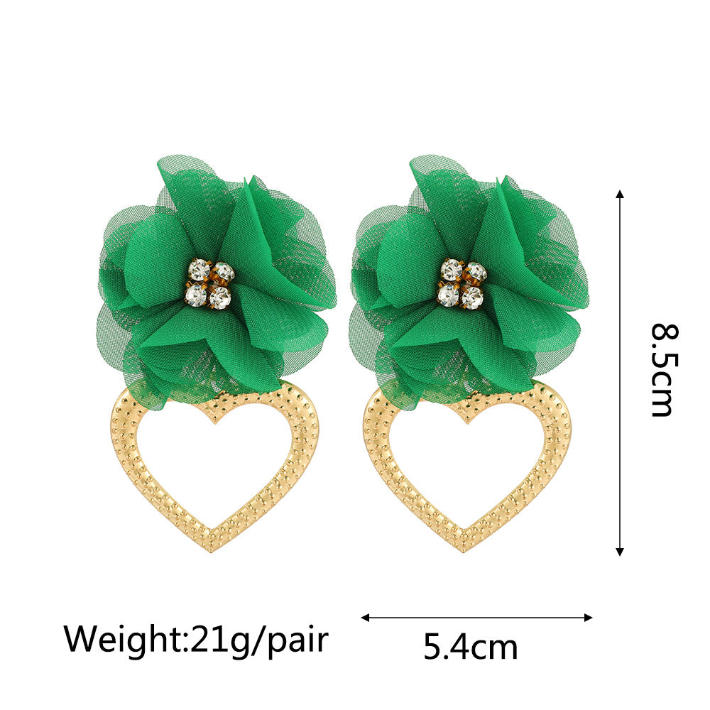 1 Pair Fashion Flower Metal Plating Inlay Artificial Gemstones Women's Drop Earrings