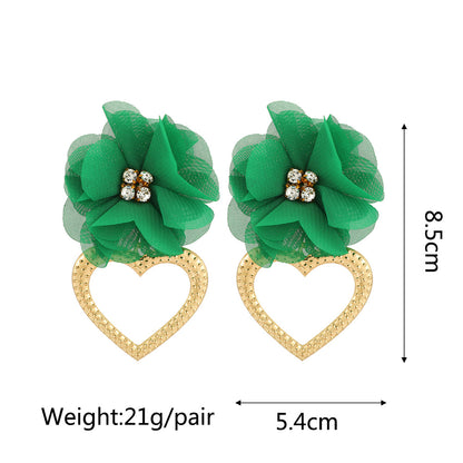 1 Pair Fashion Flower Metal Plating Inlay Artificial Gemstones Women's Drop Earrings