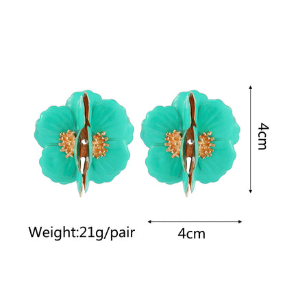 1 Pair Fashion Flower Metal Plating Inlay Artificial Gemstones Women's Drop Earrings