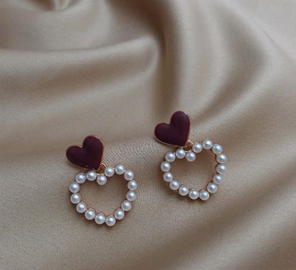 1 Pair Simple Style Round Square Heart Shape Alloy Plating Inlay Rhinestones Pearl Women's Drop Earrings