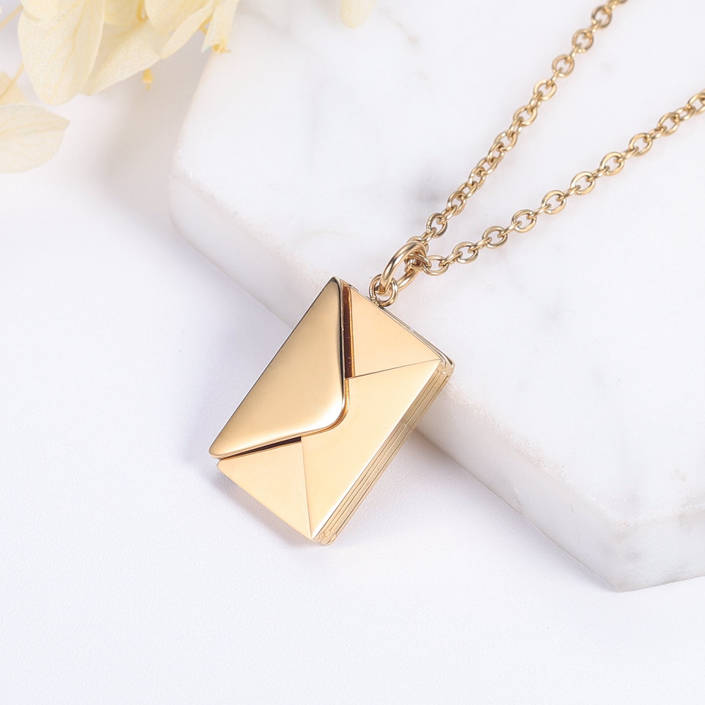 Fashion Simple Style Envelope Letter Titanium Steel Carving Necklace