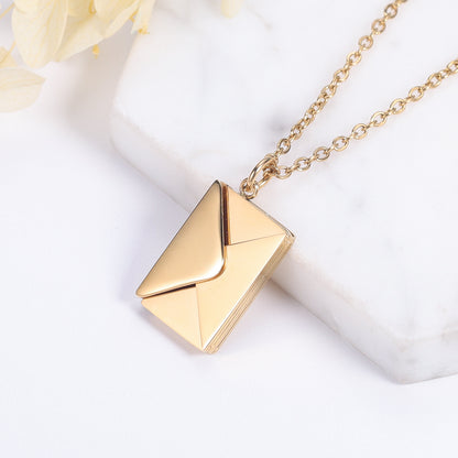 Fashion Simple Style Envelope Letter Titanium Steel Carving Necklace