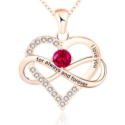 1 Piece Fashion Heart Shape Alloy Plating Rhinestones Birthstone Women's Pendant Necklace