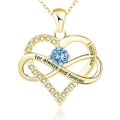 1 Piece Fashion Heart Shape Alloy Plating Rhinestones Birthstone Women's Pendant Necklace