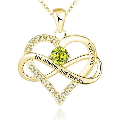 1 Piece Fashion Heart Shape Alloy Plating Rhinestones Birthstone Women's Pendant Necklace