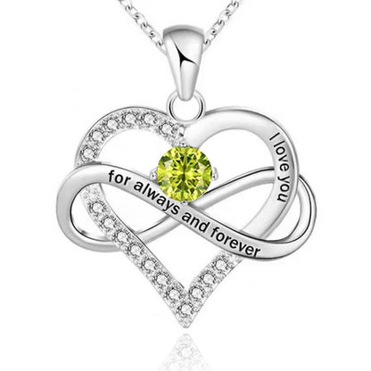 1 Piece Fashion Heart Shape Alloy Plating Rhinestones Birthstone Women's Pendant Necklace