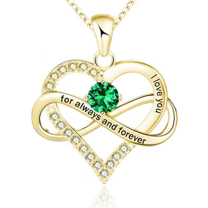 1 Piece Fashion Heart Shape Alloy Plating Rhinestones Birthstone Women's Pendant Necklace