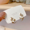 1 Pair Fashion Heart Shape Bow Knot Inlay Copper Artificial Pearls Zircon Earrings