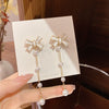 Fashion Flower Bow Knot Copper Inlay Artificial Pearls Zircon Drop Earrings 1 Pair