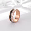 Retro Color Block Number Titanium Steel Inlay Rhinestones Rings