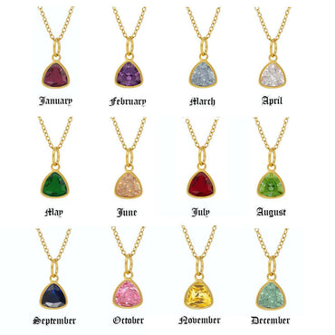 Retro Triangle Geometric Stainless Steel Inlay Birthstone Zircon Pendant Necklace 1 Piece