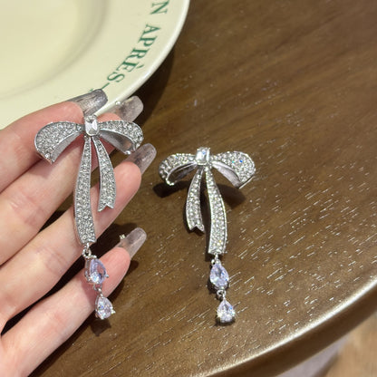 Fashion Bow Knot Rhinestone Plating Women's Drop Earrings