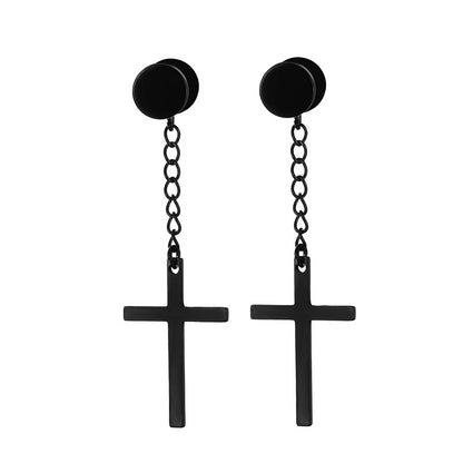 Fashion Cross Titanium Steel Plating Drop Earrings 1 Piece