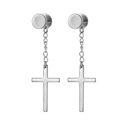 Fashion Cross Titanium Steel Plating Drop Earrings 1 Piece