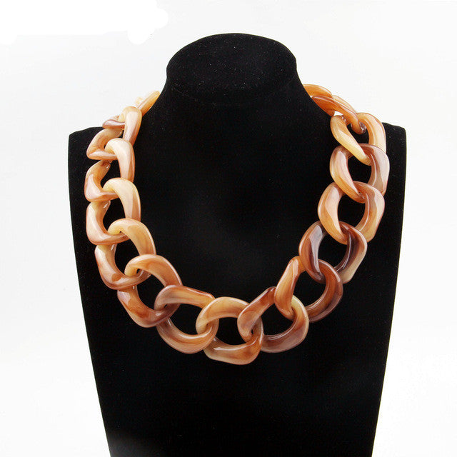 Retro Gradient Color Arylic Chain Women's Necklace