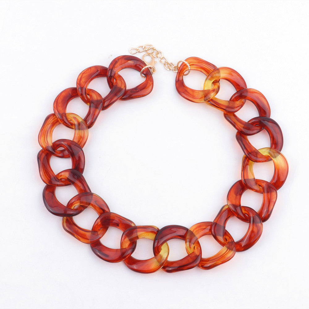 Retro Gradient Color Arylic Chain Women's Necklace