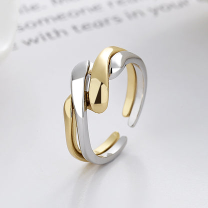 Fashion Twist Copper Plating Open Ring 2 Pieces