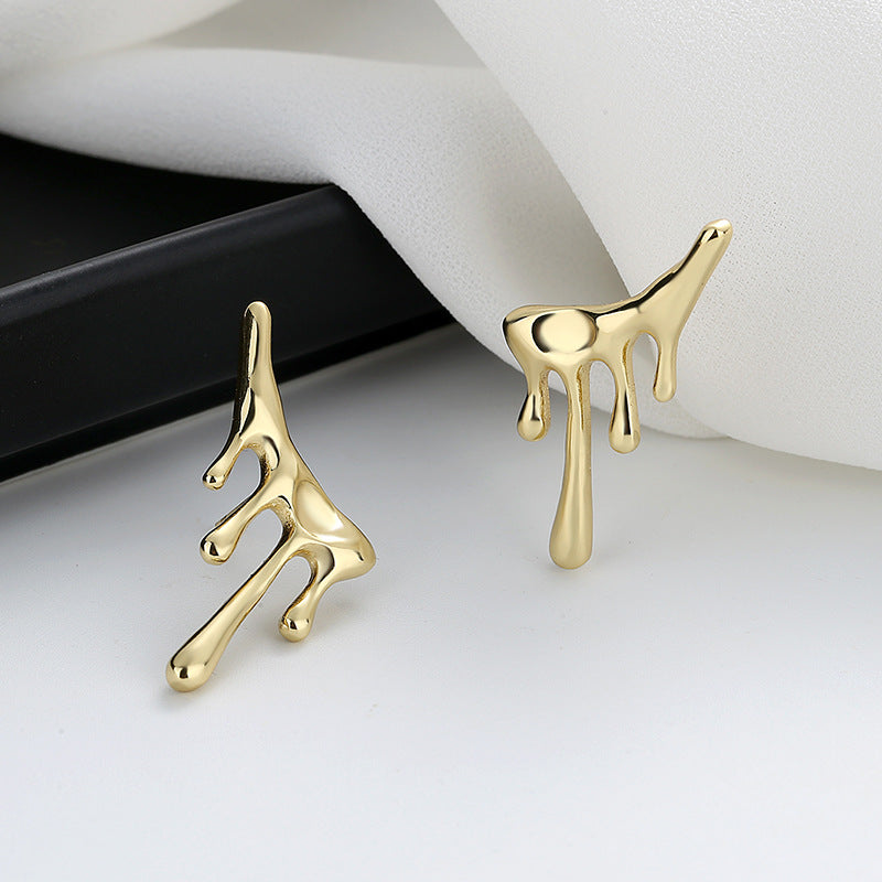 Fashion Water Droplets Copper Plating Drop Earrings Ear Studs 1 Pair