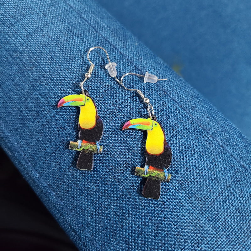 1 Pair Exaggerated Bird Arylic Women's Drop Earrings