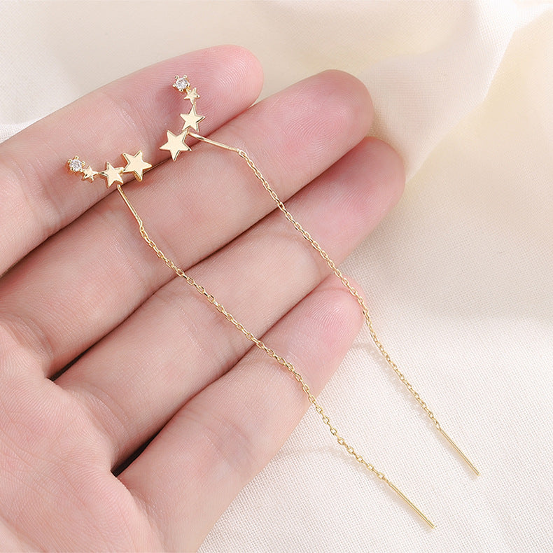 Elegant Star Copper Plating Zircon Ear Line 1 Pair