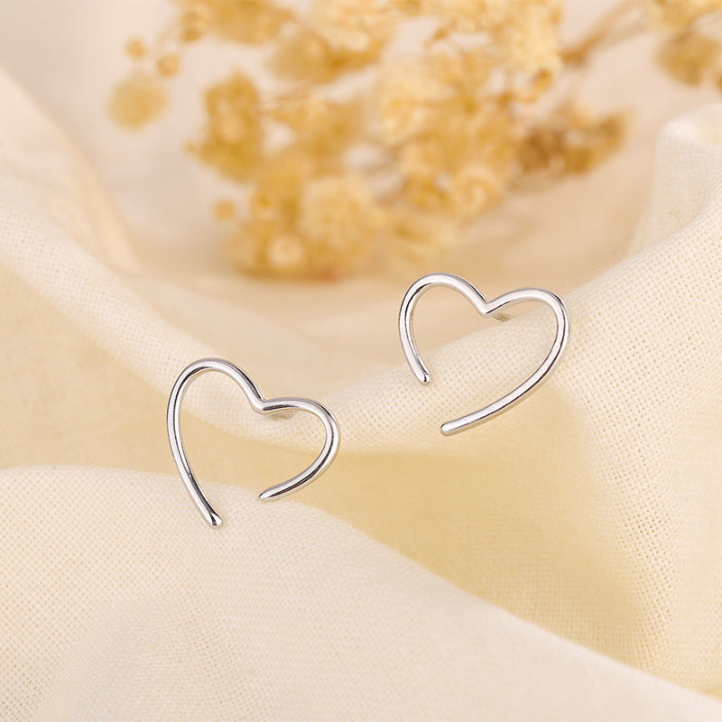 Simple Style Heart Shape Copper Plating Ear Studs 1 Pair