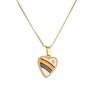 Ig Style Simple Style Pentagram Rainbow Heart Shape Copper Enamel Plating Inlay Zircon Gold Plated Pendant Necklace