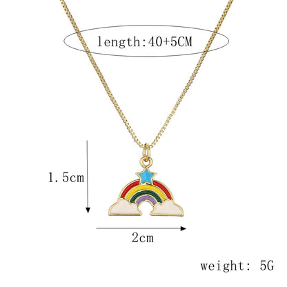 Ig Style Simple Style Pentagram Rainbow Heart Shape Copper Enamel Plating Inlay Zircon Gold Plated Pendant Necklace