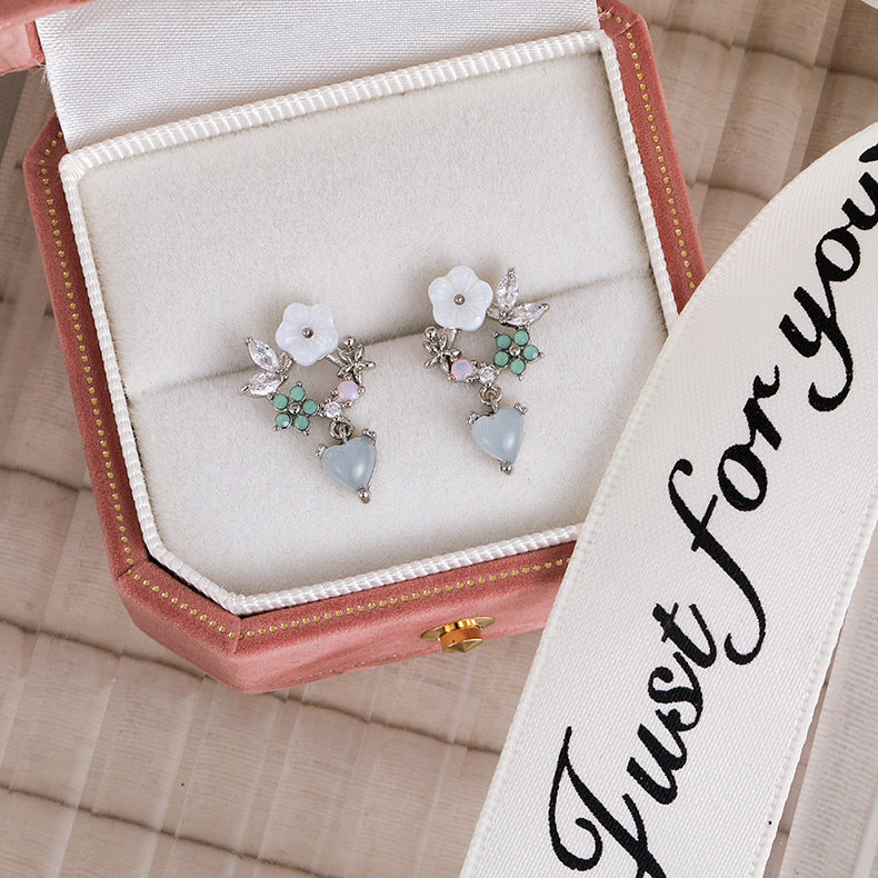 1 Pair Fashion Flower Inlay Copper Zircon Ear Studs