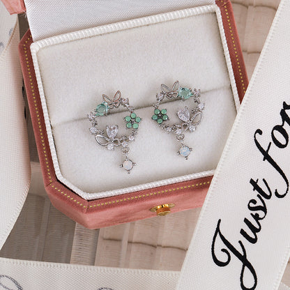 1 Pair Fashion Flower Inlay Copper Zircon Ear Studs